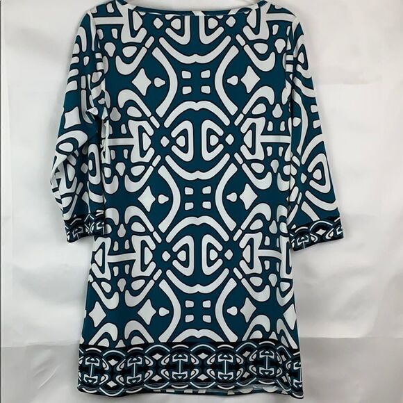 Laundry By Design green, white& black print dress - Picture 5 of 8